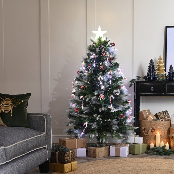 3ft Fibre Optic Christmas Tree with Candy Canes