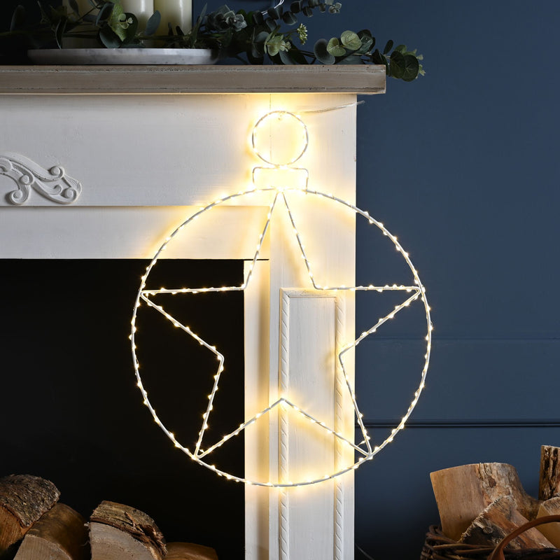 48cm x 38cm Lit Hanging Christmas Star Bauble Silhouette with 236 Warm White LEDs