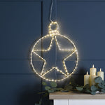 48cm x 38cm Lit Hanging Christmas Star Bauble Silhouette with 236 Warm White LEDs