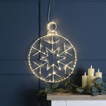 48cm Lit Hanging Snowflake Bauble Silhouette with 250 Warm White LEDs