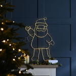 54cm x 79cm Waving Santa Christmas Silhouette with 320 Micro Warm White LEDs