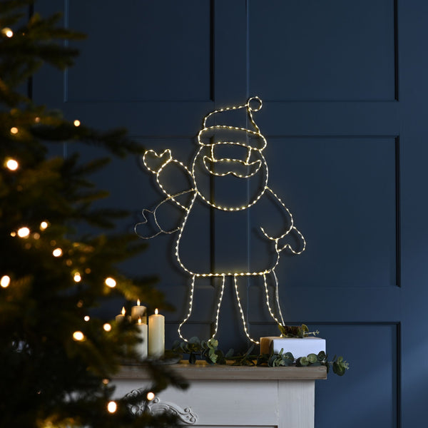 54cm x 79cm Waving Santa Christmas Silhouette with 320 Micro Warm White LEDs