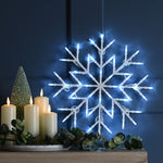 Battery Operated Static and Flashing Christmas Snowflake with 50 White LEDs