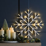 Battery Operated Static and Flashing Christmas Snowflake with 50 Warm White LEDs