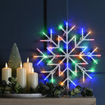 Battery Operated Static and Flashing Christmas Snowflake with 50 Multi Coloured LEDs