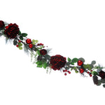 152cm Red Peonies and Red Berries Christmas Garland