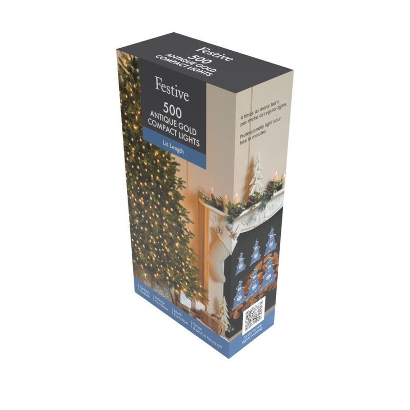 Set of 500 Compact Antique Gold LED Christmas Lights