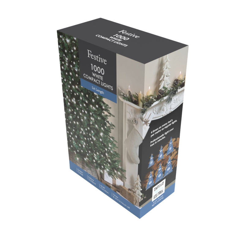 Set of 1000 Compact White LED Christmas Lights