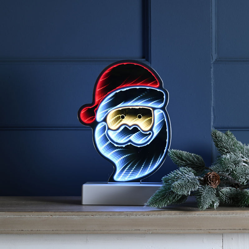 23cm Battery Operated Santa Face Christmas Infinity Light