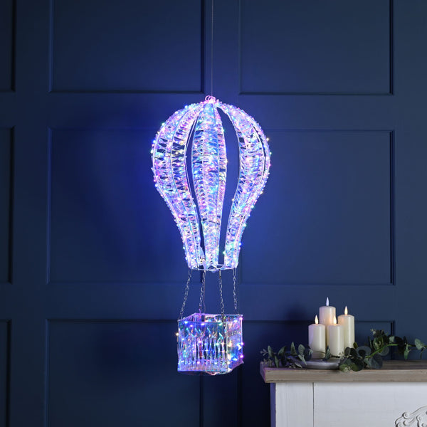 47cm Rainbow Twist Christmas Hot Air Balloon with 200 Micro Multi Coloured LEDs
