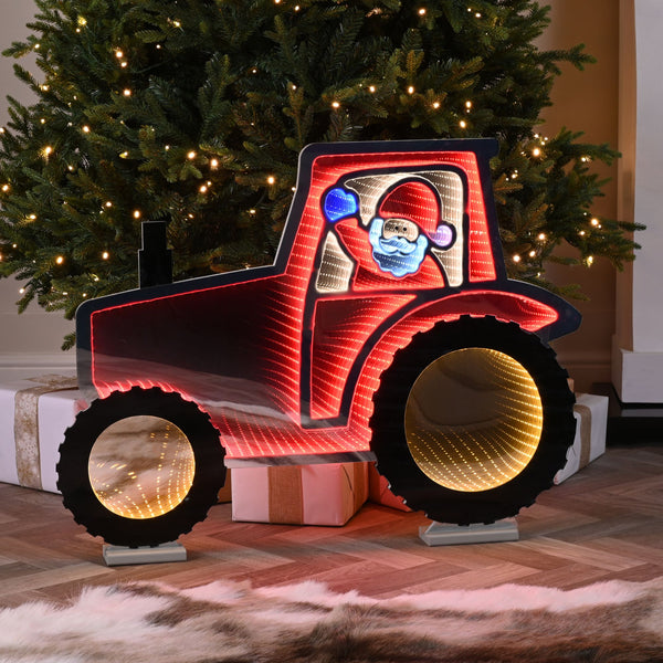 60cm Infinity Red Santa On Tractor Christmas Light
