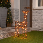 72cm Brown Faux Rattan Christmas Baby Reindeer Lit with 80 Antique Gold LEDs