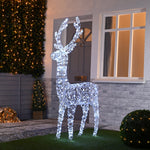 1.5m White Faux Rattan Christmas Stag Lit with 400 White LEDs