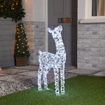 72cm White Faux Rattan Christmas Baby Reindeer Lit with 80 White LEDs