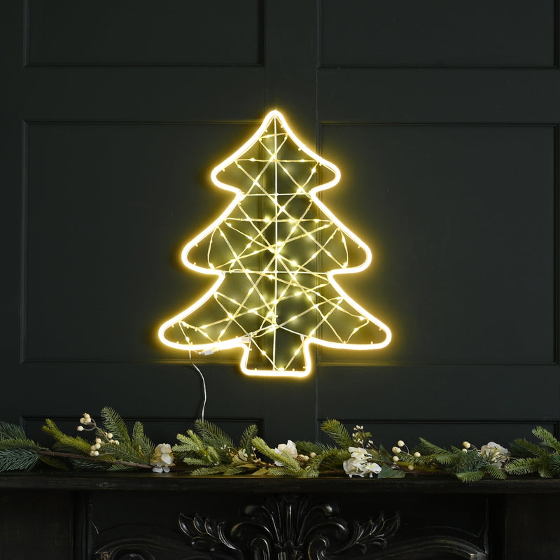 62cm Lit Neon Flex Christmas Tree Silhouette with 196 Warm White LEDs