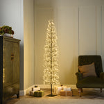 7ft Black Microdot Starburst Slim Christmas Tree with 1224 Twinkling Warm White LEDs