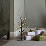 60cm Brown Snowy Christmas Tree with Warm White LEDs