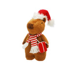 44cm Plush Standing Capybara with a Red Santa Hat and Scarf