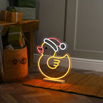 40cm Neon Flex Christmas Duck in Santa Hat with 288 Multi Coloured LEDs