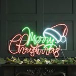 94cm Neon Flex Lit Merry Christmas Sign with 129 Static Multi Coloured LEDs
