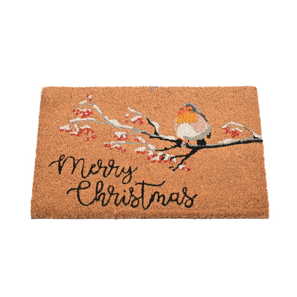 60cm x 40cm Robin Christmas Coir Doormat