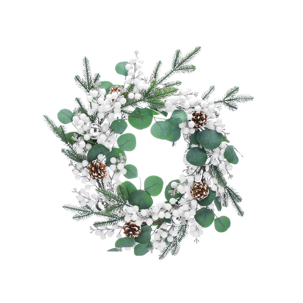 52cm Green Eucalyptus and White Berries Christmas Wreath