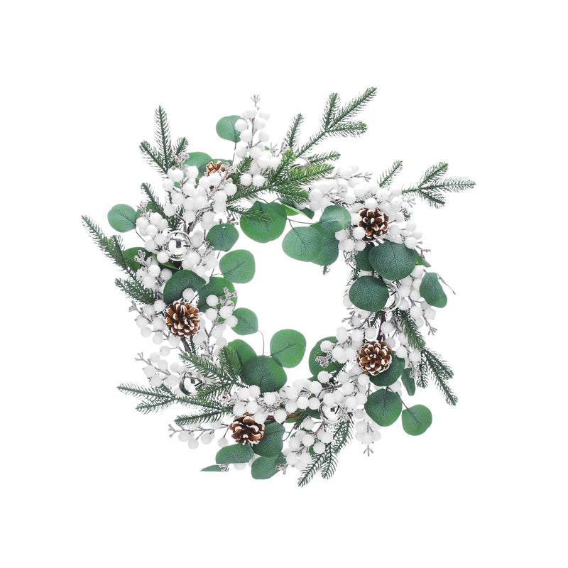 52cm Green Eucalyptus and White Berries Christmas Wreath