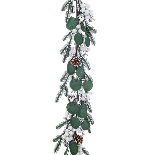 180cm Christmas Garland with Green Eucalyptus and White Berries