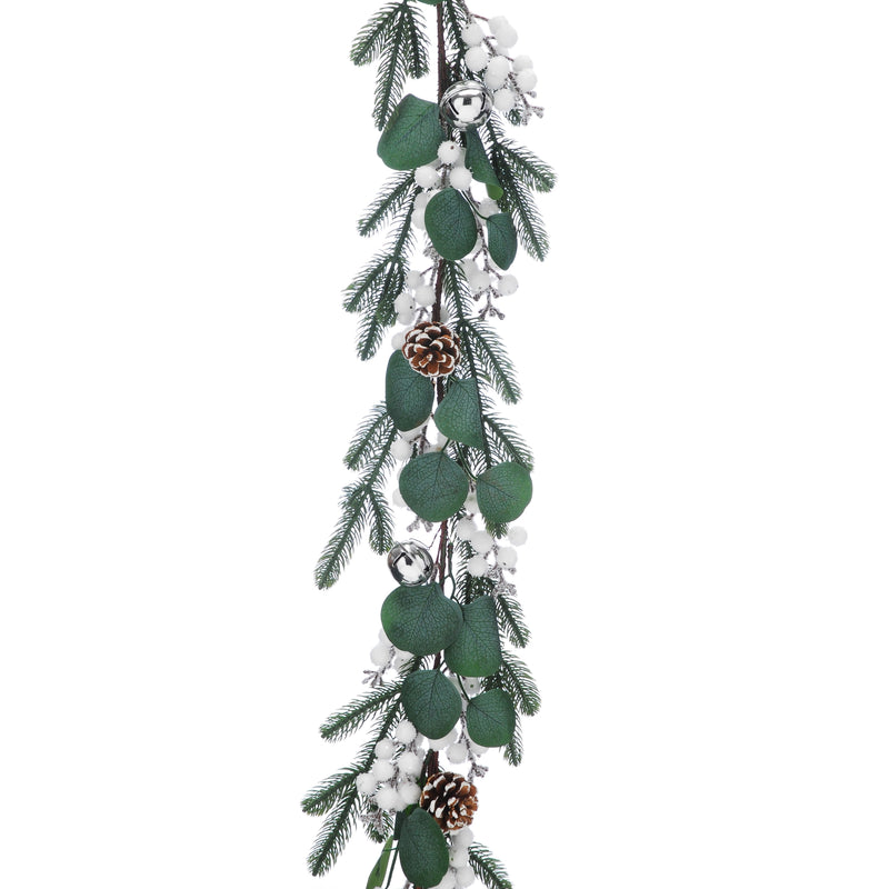 180cm Christmas Garland with Green Eucalyptus and White Berries
