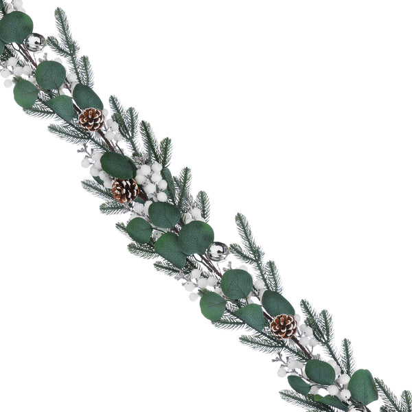 180cm Christmas Garland with Green Eucalyptus and White Berries