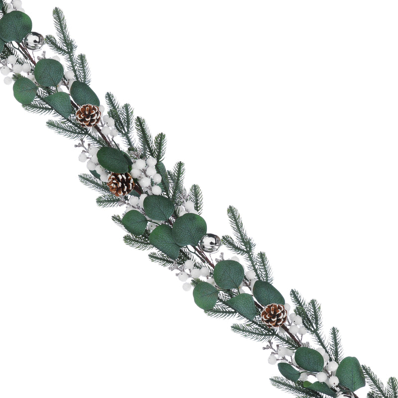180cm Christmas Garland with Green Eucalyptus and White Berries