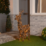 108cm Brown Rattan Christmas Reindeer Lit with 360 Antique Gold LEDs