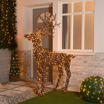 1.8m Brown Rattan Christmas Stag Lit with 1320 Antique Gold LEDs
