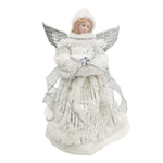 30cm White and Silver Fluffy Angel Christmas Tree Topper