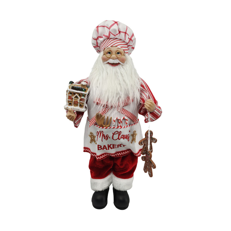 45cm Standing Christmas Santa in Mrs Claus Bakery Uniform
