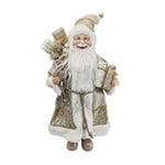 45cm White and Champagne Gold Standing Santa with Christmas Presents