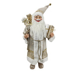 60cm Champagne and Gold Christmas Standing Santa with Present Sack