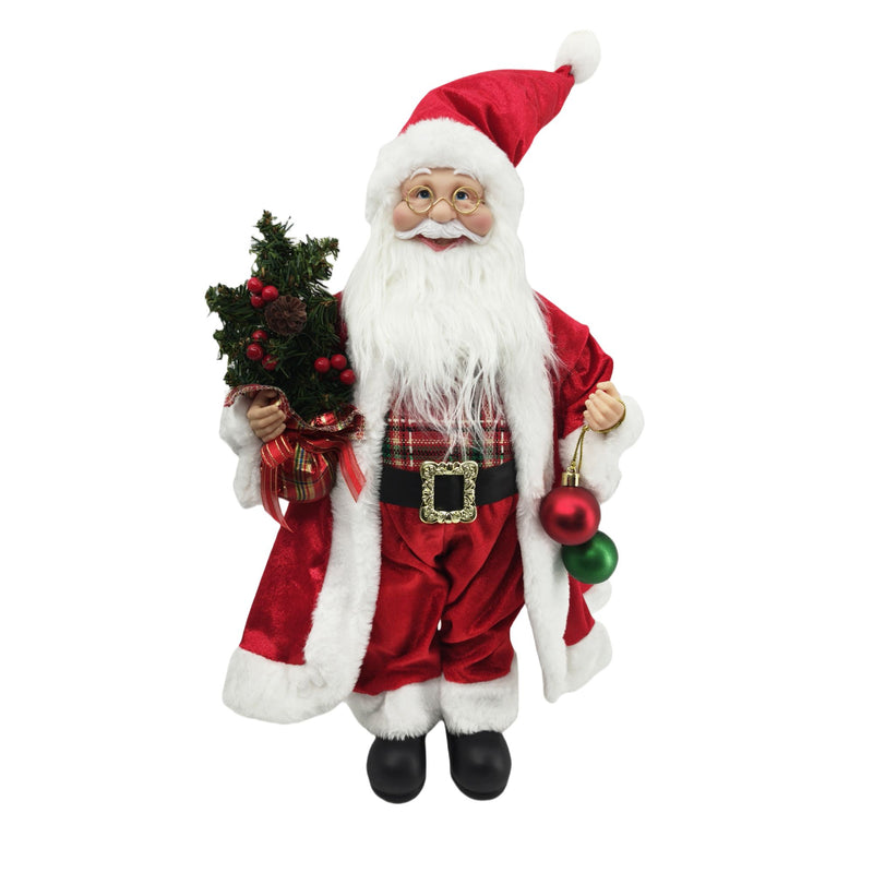 45cm Standing Santa in Red Plaid Christmas Jumper