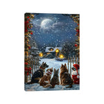 40cm Battery Operated Dog and Moon Christmas Design Fibre Optic Canvas
