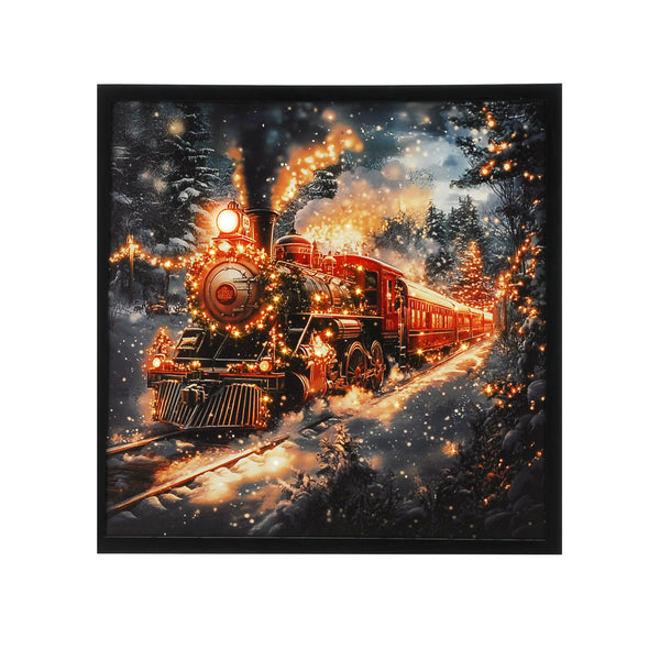 40cm Battery Operated LED Christmas Train Scene Fibre Optic Frame
