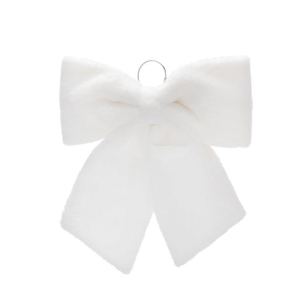 44cm White Faux Fur Christmas Bow