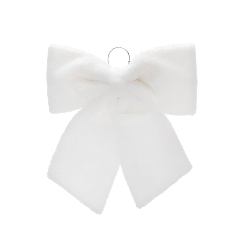 44cm White Faux Fur Christmas Bow