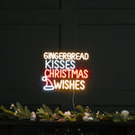 34cm Neon Flex Lit Gingerbread Wishes Christmas Sign