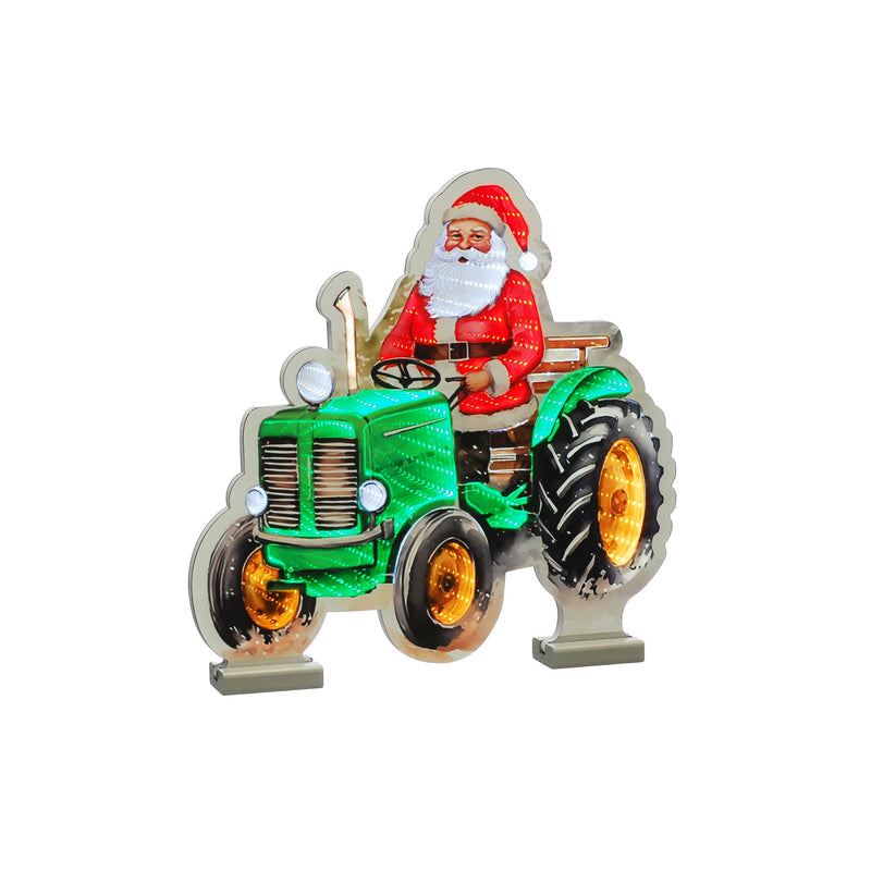 40cm Santa on Green Tractor Christmas Infinity Light