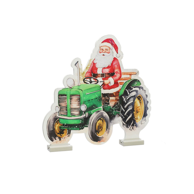 40cm Santa on Green Tractor Christmas Infinity Light