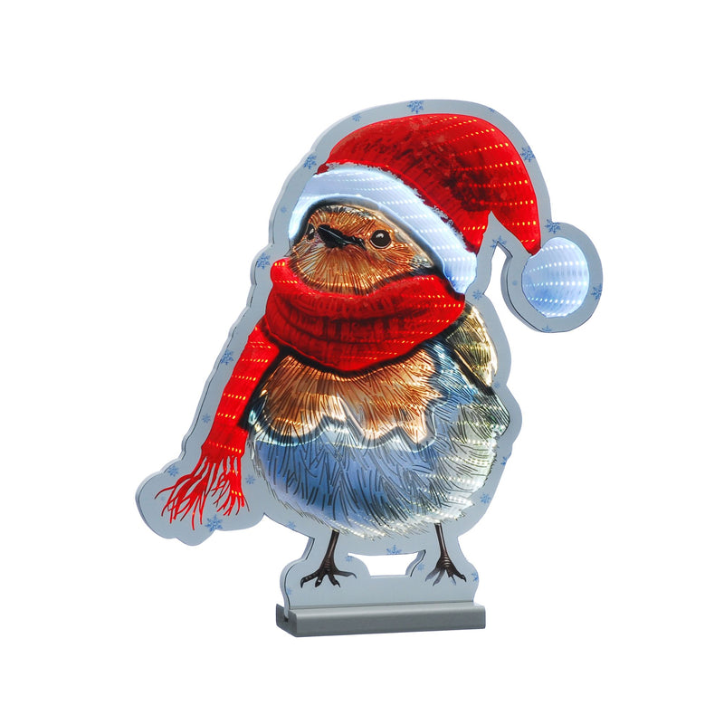 20cm Robin with Scarf Christmas Infinity Light