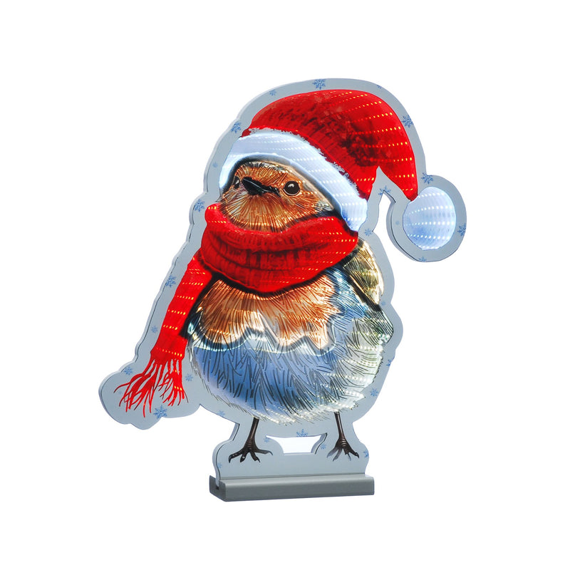 20cm Robin with Scarf Christmas Infinity Light