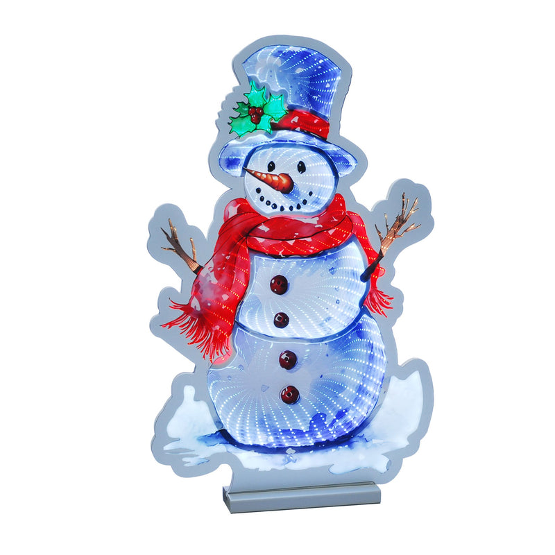 23cm Snowman with Holly Hat Christmas USB Infinity Light