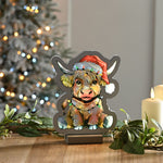 20cm Highland Cow with Santa Hat Christmas USB Infinity Light
