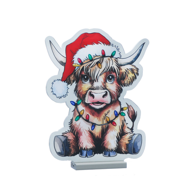 20cm Highland Cow with Santa Hat Christmas USB Infinity Light